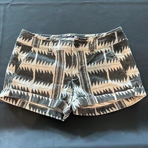 American Eagle Outfitters Cuffed Black and Gray Tribal Print Shorts
